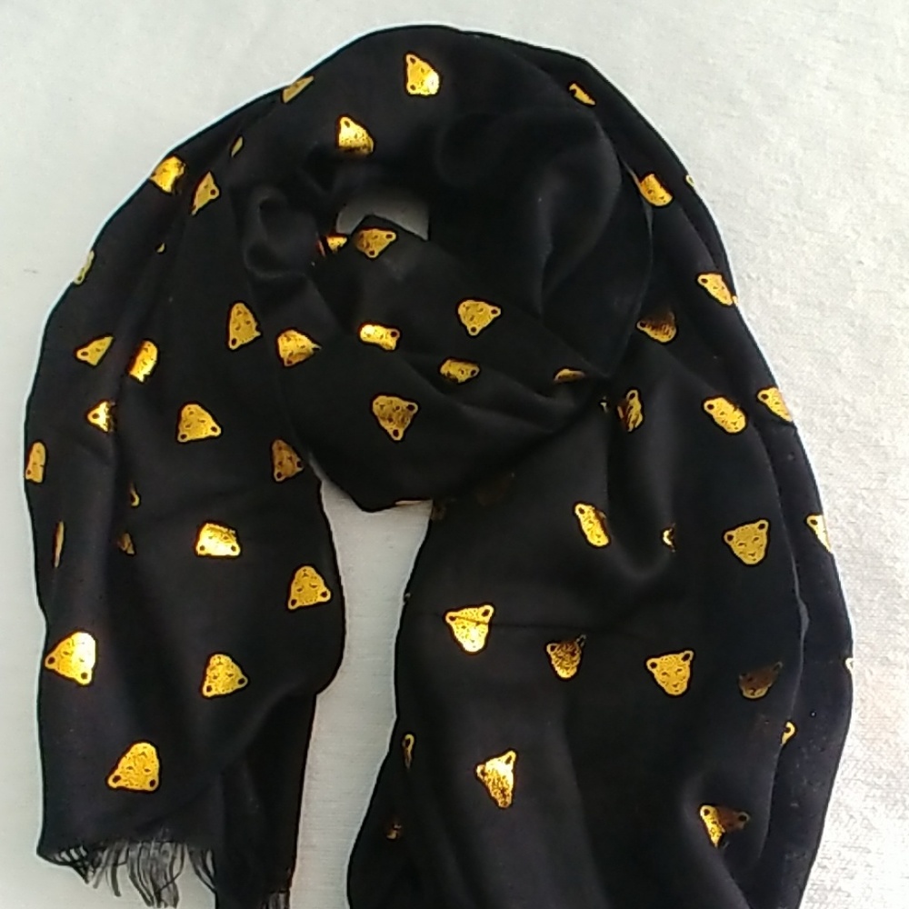 Black and Gold Metallic Jaguar Scarf